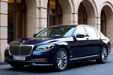 A premium dark blue full-size sedan.
