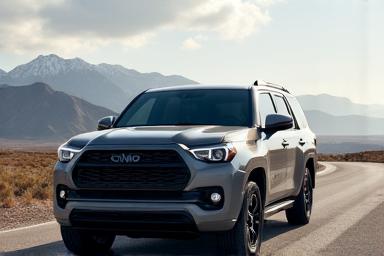 A large grey full-size SUV.